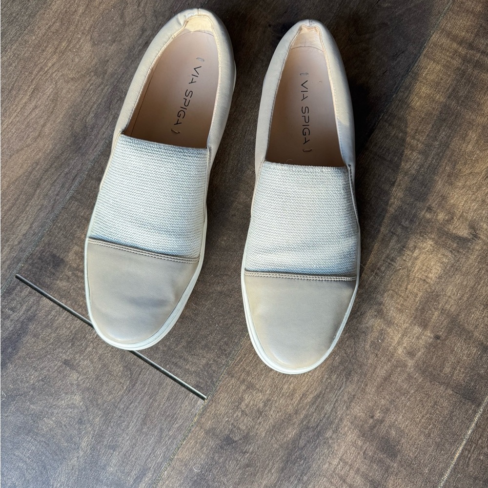 Via Spiga Leather Slip On Sneakers